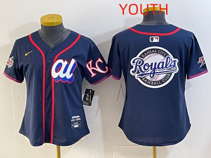 Youth 2025 Kansas City Royals Blank Drak Blue All star Nike MLB Jersey style 03